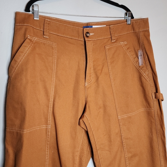 NWT Old Navy Utility Mustard Brown Orange Straight Twill Jeans Size 18 Petite - Picture 15 of 16